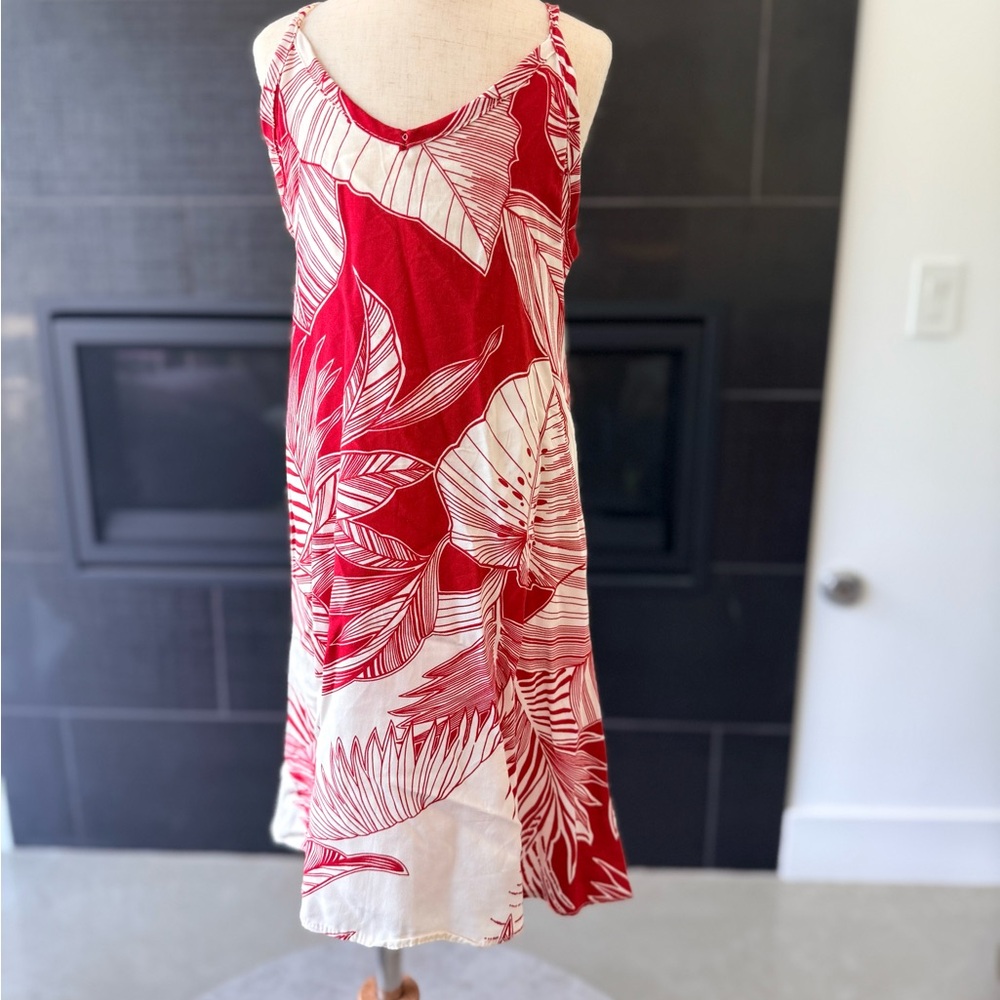 Vibrant Red and White Kids Midi Dress